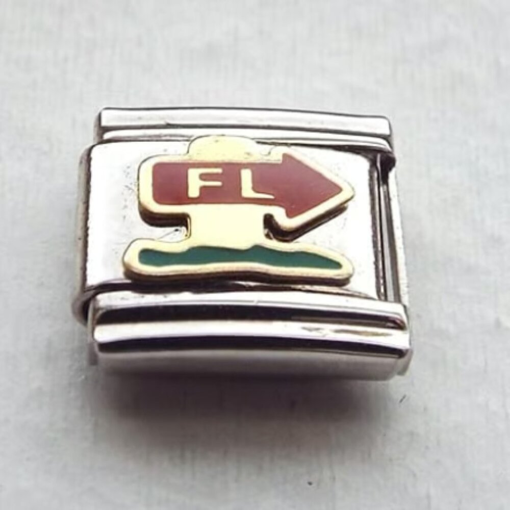 Enamel Florida arrow 9mm stainless steel italian charm bracelet link new